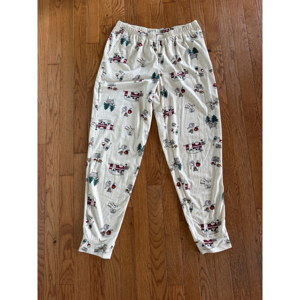 Secret Treasures cream s'mores camping pajama joggers all-over print Sz M 8-10